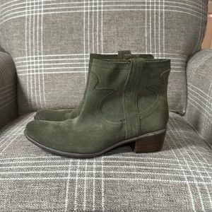Lucky brand olive green suede booties